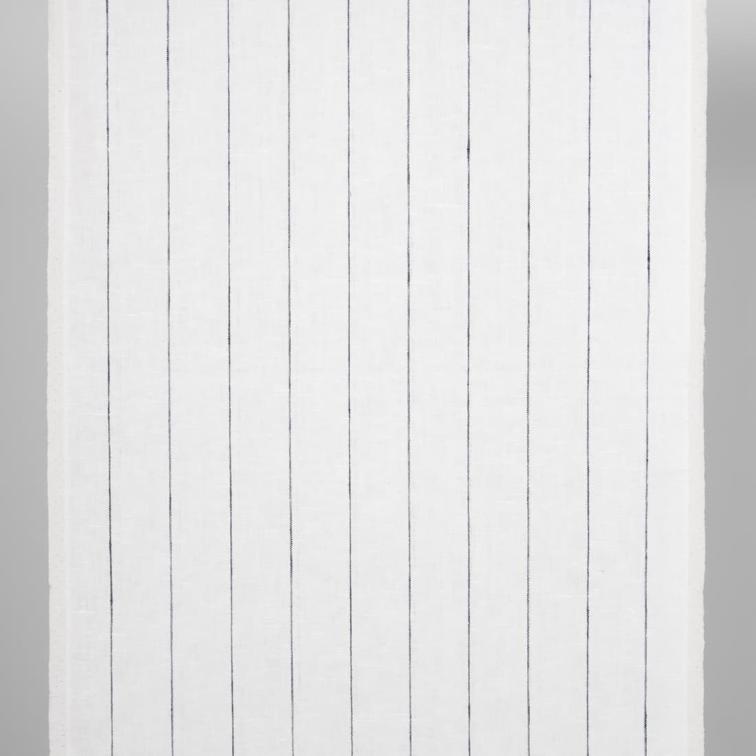 Narrow linen fabric white with thin blue stripes