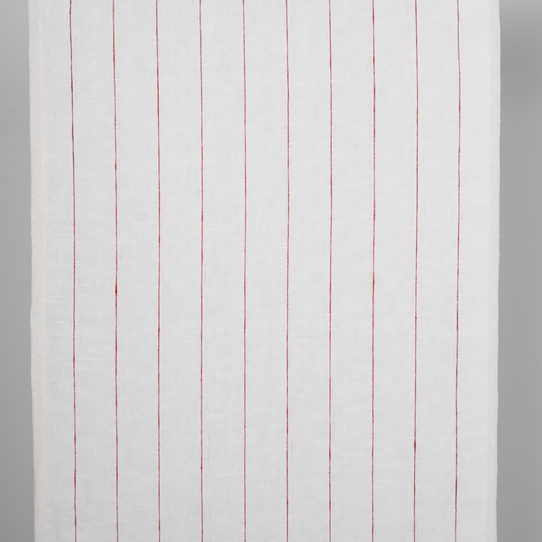 Narrow linen fabric white with thin red stripes