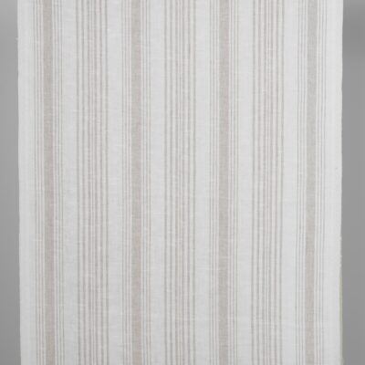 Narrow linen fabric white with natural colour stripes