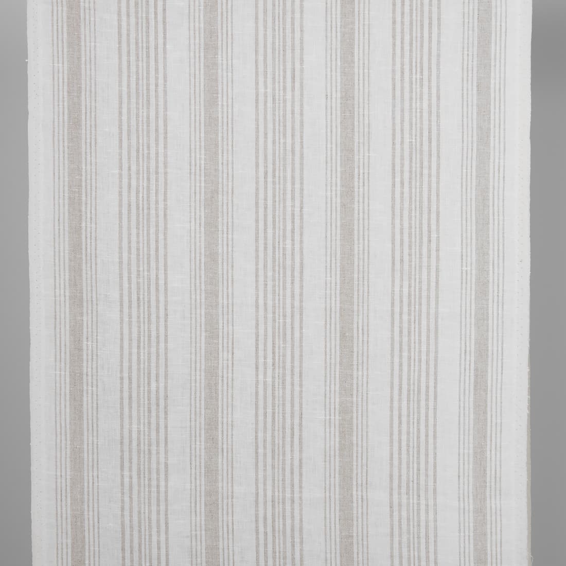 Narrow linen fabric white with natural colour stripes