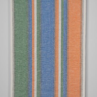 Narrow linen fabric in multicolour stripes
