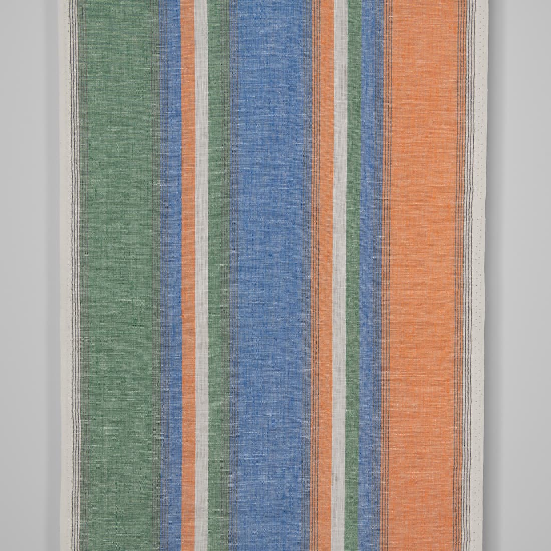 Narrow linen fabric in multicolour stripes