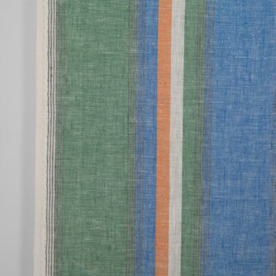 Narrow linen fabric in multicolour stripes, 100% linen
