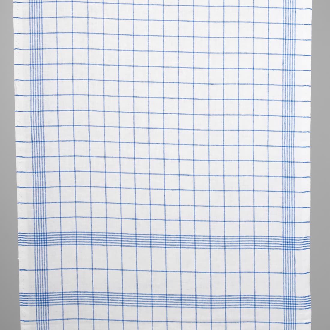 Narrow linen fabric bright white with blue checks
