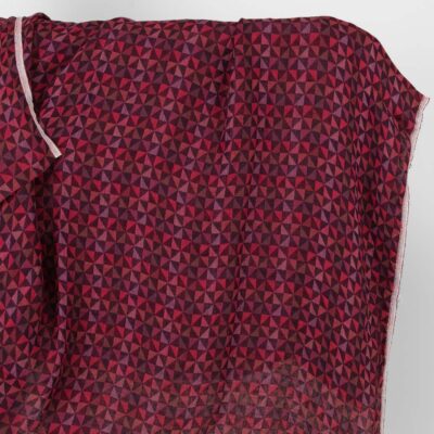 Jacquard linen fabric in dark red triangles washed 5 Jacquard linen fabric in dark red triangles washed