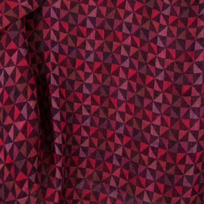 Jacquard linen fabric in dark red triangles washed 6 Jacquard linen fabric in dark red triangles washed, 100% linen
