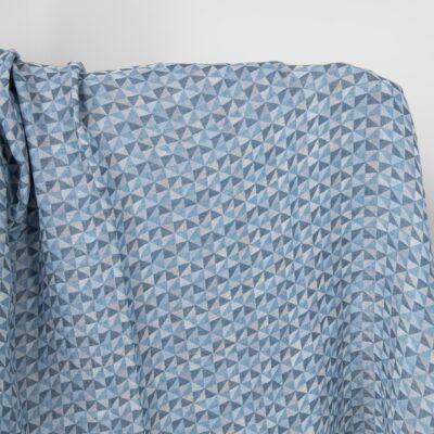 Washed linen fabric in blue triangles 5 Washed linen fabric in blue triangles