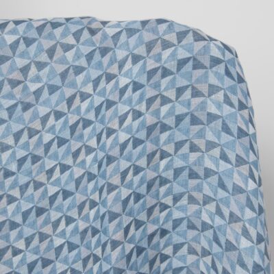 Washed linen fabric in blue triangles 6 Washed linen fabric in blue triangles product photo