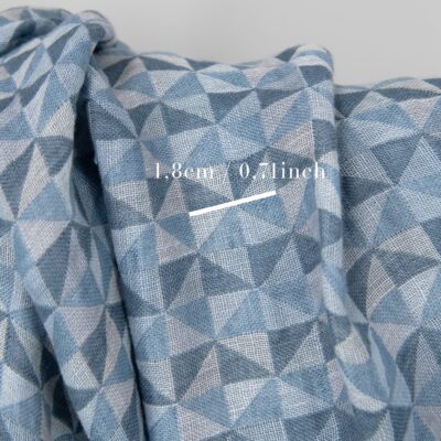 Washed linen fabric in blue triangles 8 Washed linen fabric in blue triangles with measurements