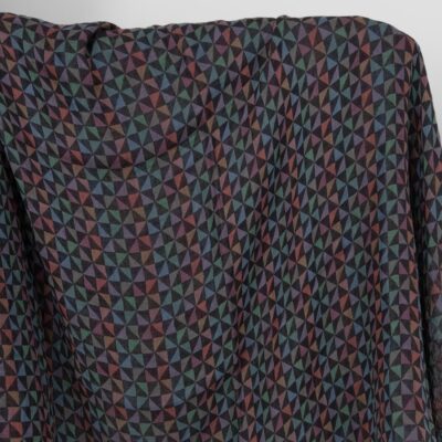Washed linen fabric black with multicolour triangles 5 Washed linen fabric black with multicolour triangles
