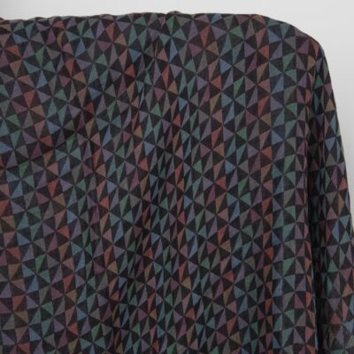 Washed linen fabric black with multicolour triangles 6 Washed linen fabric black with multicolour triangles product photo