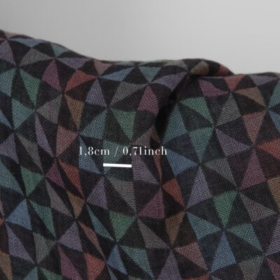 Washed linen fabric black with multicolour triangles 8 Washed linen fabric black with multicolour triangles with measurements
