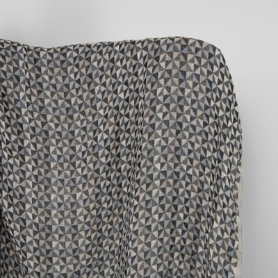 Washed linen fabric black grey jacquard triangle pattern 5 Washed linen fabric black grey jacquard triangle pattern