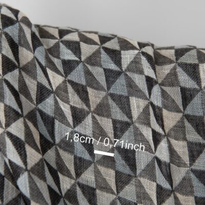 Washed linen fabric black grey jacquard triangle pattern 8 Washed linen fabric black grey jacquard triangle pattern, with measurements