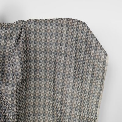 Linen fabric black and grey jacquard triangle pattern