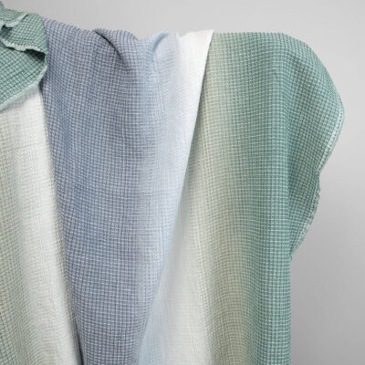Cotton hemp washed waffle blue green fabric 5 cotton hemp waffle fabric