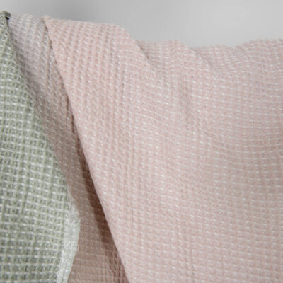 Washed cotton-hemp waffle fabric pink green gradient 6 Washed cotton-hemp waffle fabric pink green gradient, waffle weave