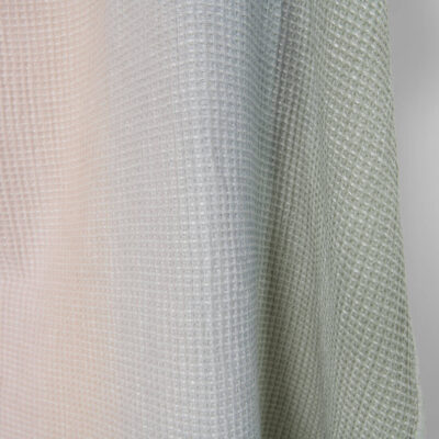 Washed cotton-hemp waffle fabric pink green gradient 7 Washed cotton-hemp waffle fabric pink grey green gradient