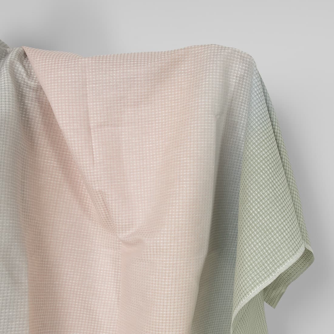Cotton-hemp waffle fabric pink green gradient