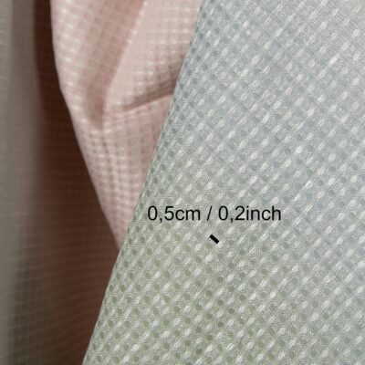 Cotton-hemp waffle fabric pink green gradient, with measurements