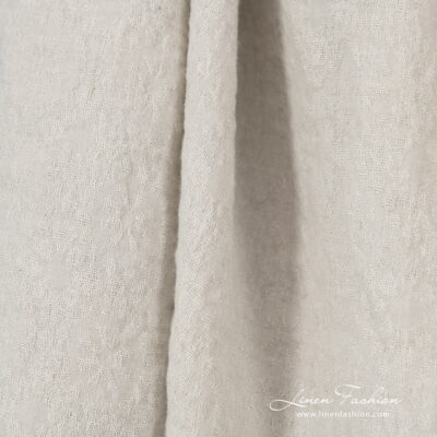 linen wool jacquard fabric grey sand color.