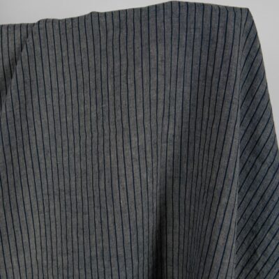 Washed linen fabric grey with thin black stripes 8 Washed linen fabric grey with thin black stripes product photo