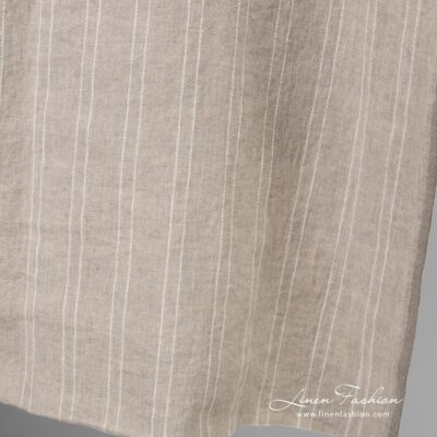 Natural linen fabric in stripes washed 8 Natural color linen fabric in stripes, high quality, washed