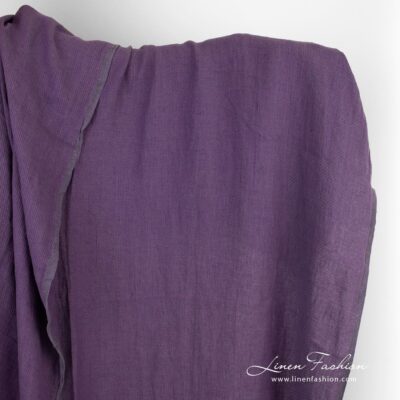 Violet linen fabric in twill weave pattern