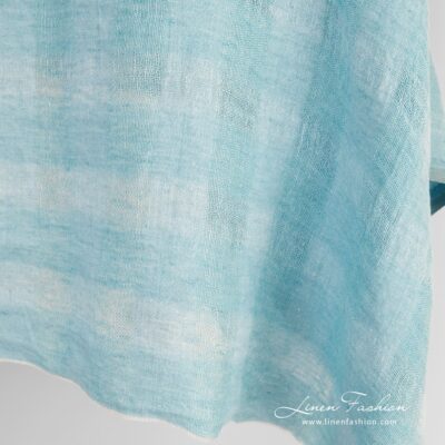 Light blue linen fabric in transparent checks washed 9 Light blue linen fabric, perfect for scarves, shawls, curtains