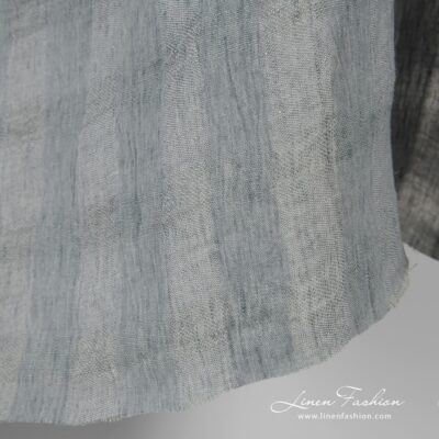 Transparent linen fabric in grey checks washed 9 Grey linen fabric in checks