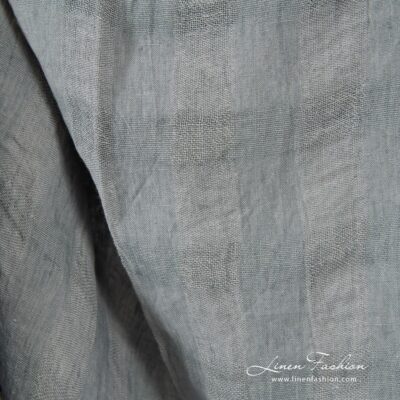 Transparent linen fabric in grey checks washed 8 Linen fabric in grey checks