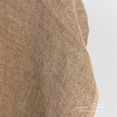 Brown linen fabric in herringbone washed 8 Brown linen fabric, specially washed to increase softness