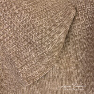 Brown linen fabric in herringbone washed 7 Brown linen fabric perfect for clothes and home textile
