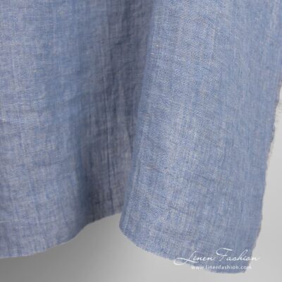 Grey blue linen fabric washed 8 Linen fabric woven from grey and blue yarns