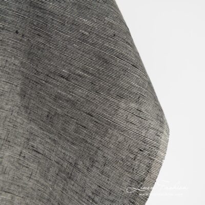 Greyish black linen fabric in melange 7 Greyish black linen fabric, plain weave pattern