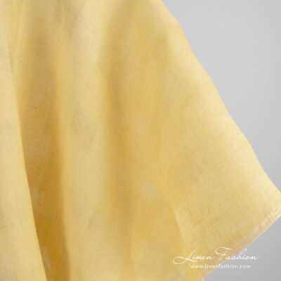 Yellow linen fabric in openweave checks 7 Yellow linen fabric in openweave checks
