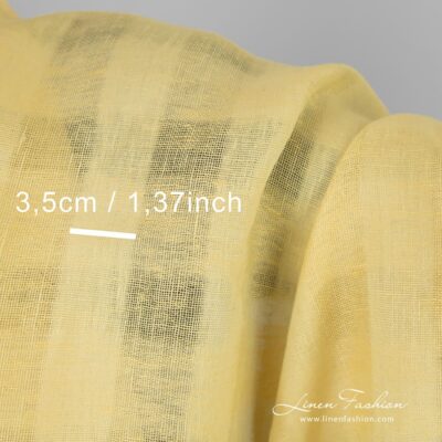 Yellow linen fabric in openweave checks 8 Yellow linen fabric in checks
