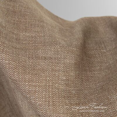 Greyish brown linen fabric in herringbone 6 Greyish brown linen fabric in herringbone pattern