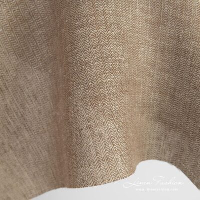 Greyish brown linen fabric in herringbone 8 Greyish brown linen fabric, made in Lithuania