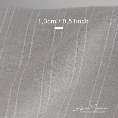 Natural colour linen fabric in white stripes 8 Grey-white linen fabric