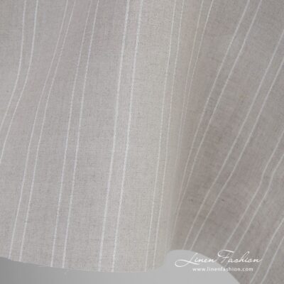 Natural colour linen fabric in white stripes 7 Natural color linen fabric in delicate white stripes