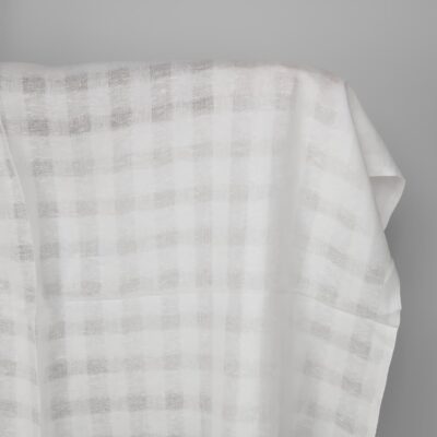 Linen fabric optical white transparent checks 5 Linen fabric optical white transparent checks