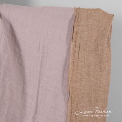 Washed linen fabric double-sided lilac and brown 5 Double-sided linen fabric in lilac and brown colors