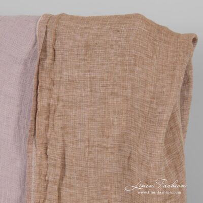 Washed linen fabric double-sided lilac and brown 6 Double-sided linen fabric in lilac and brown colors, specially washed