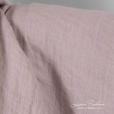 Washed linen fabric double-sided lilac and brown 8 Linen fabric woven in light lilac and light brown colors