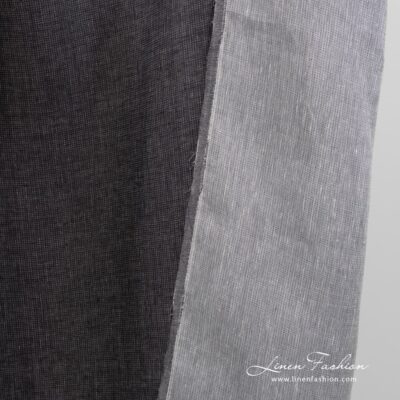 Double sided 100% linen fabric, grey black.
