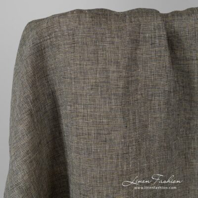 Checked linen fabric, black, yellow.