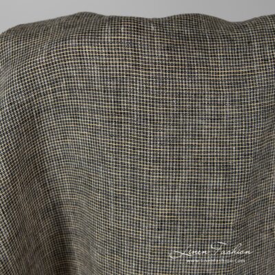 Washed linen fabric in black yellow checks.