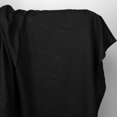 Washed linen fabric solid black colour 5 Washed linen fabric solid black colour