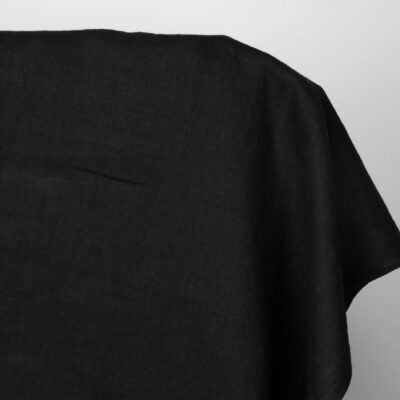 Washed linen fabric solid black colour 6 Washed linen fabric solid black colour product photo